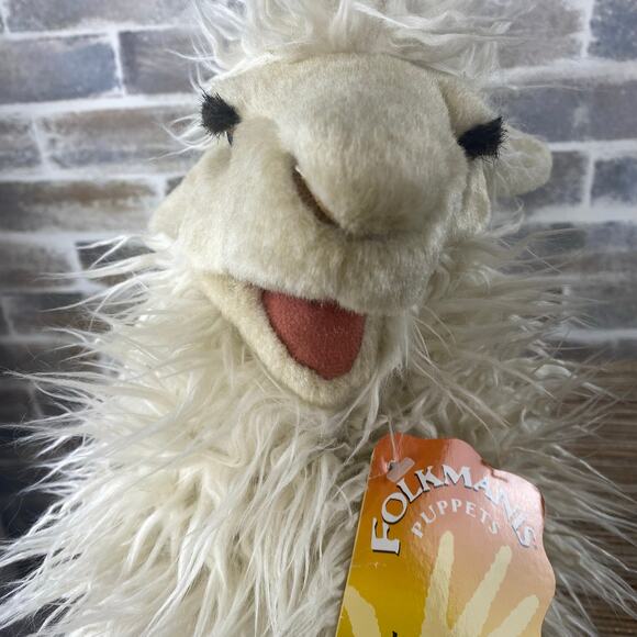 New Retired Folkmanis Hand Puppet Long Wool Sheep 19" long - Picture 6 of 13